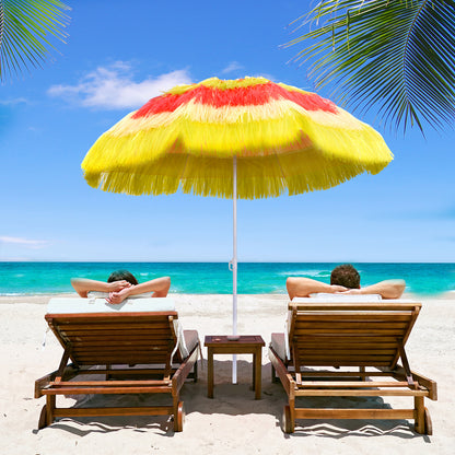 Outsunny 6FT Beach Umbrella Tilt Sunshade Height Adjustable Outdoor Market Patio Yard Crank Deck Sun Shade, Multi-color