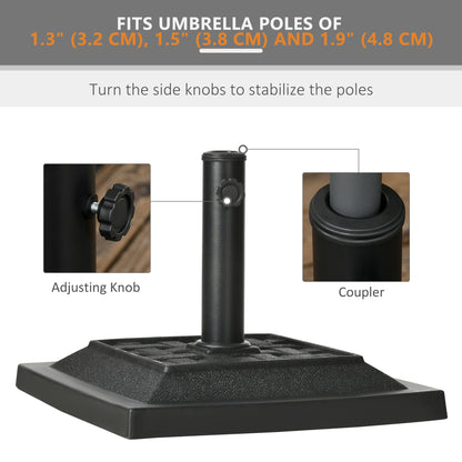 Outsunny 26 lb Heavy Duty Patio Umbrella Base, Square Resin Market Umbrella Stand for Outdoor, Garden, Backyard, Black