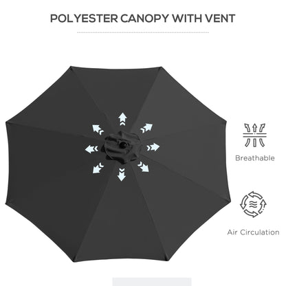 Outsunny 10' x 8' Round Market Umbrella, Patio Umbrella, Outdoor Parasol with Crank Handle, Tilt for Garden, Bench, Lawn, Black