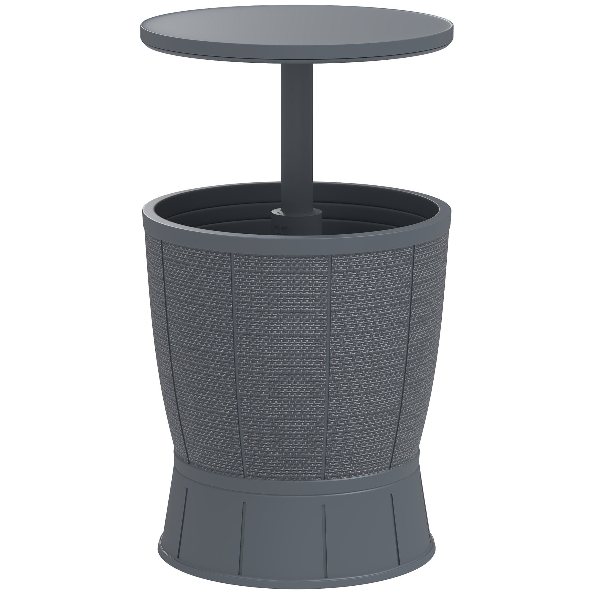 Outsunny 11 Gallon Patio Cooler Side Table, 3-in-1 Outdoor Cool Bar Table with Height Adjustable Top, Drainage Plug, Grey