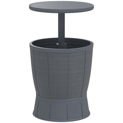 Outsunny 11 Gallon Patio Cooler Side Table, 3-in-1 Outdoor Cool Bar Table with Height Adjustable Top, Drainage Plug, Grey