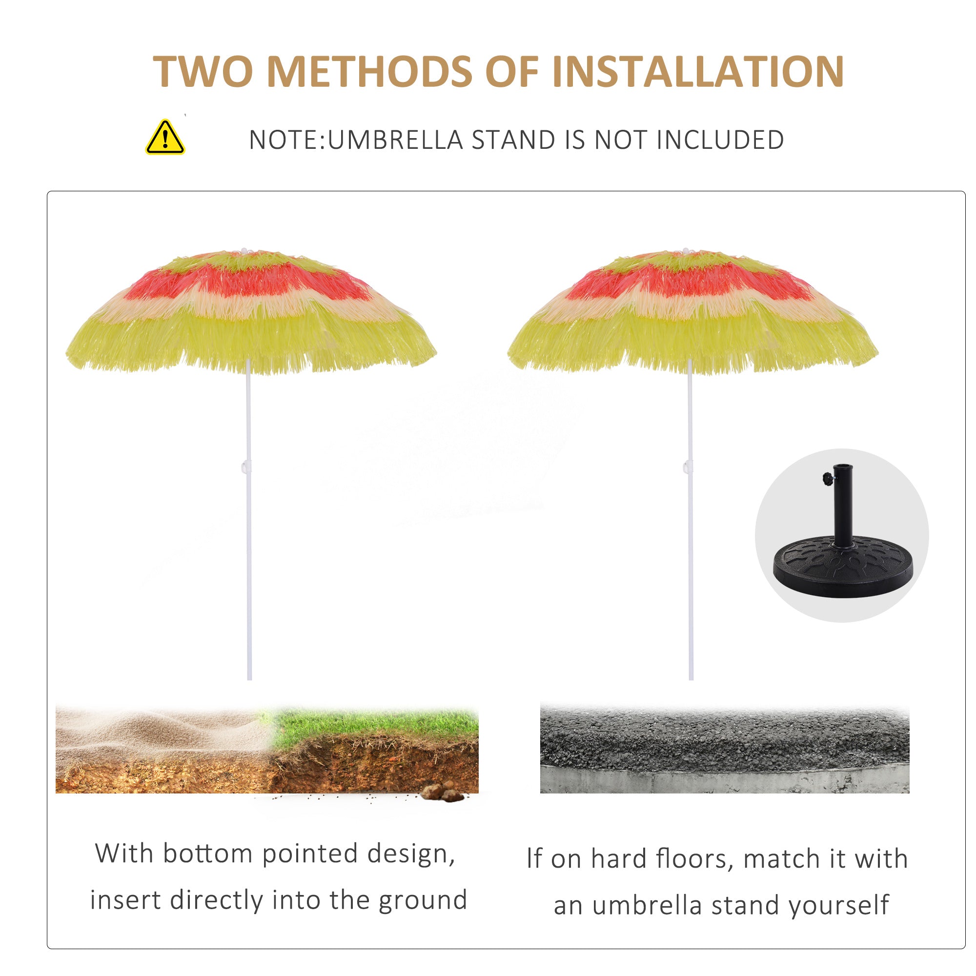 Outsunny 6FT Beach Umbrella Tilt Sunshade Height Adjustable Outdoor Market Patio Yard Crank Deck Sun Shade, Multi-color