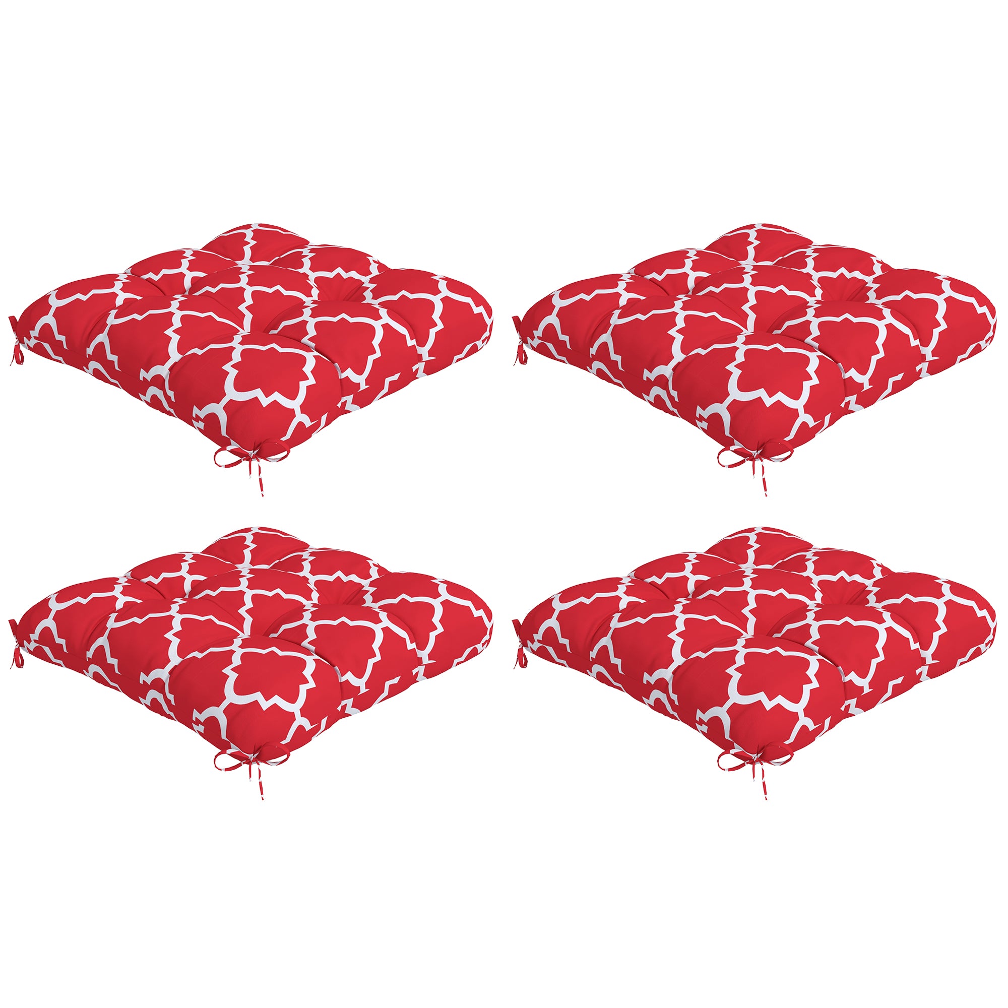 Outsunny 4-Piece Seat Cushion Pillows Replacement, Patio Chair Cushions Set with Ties for Indoor Outdoor