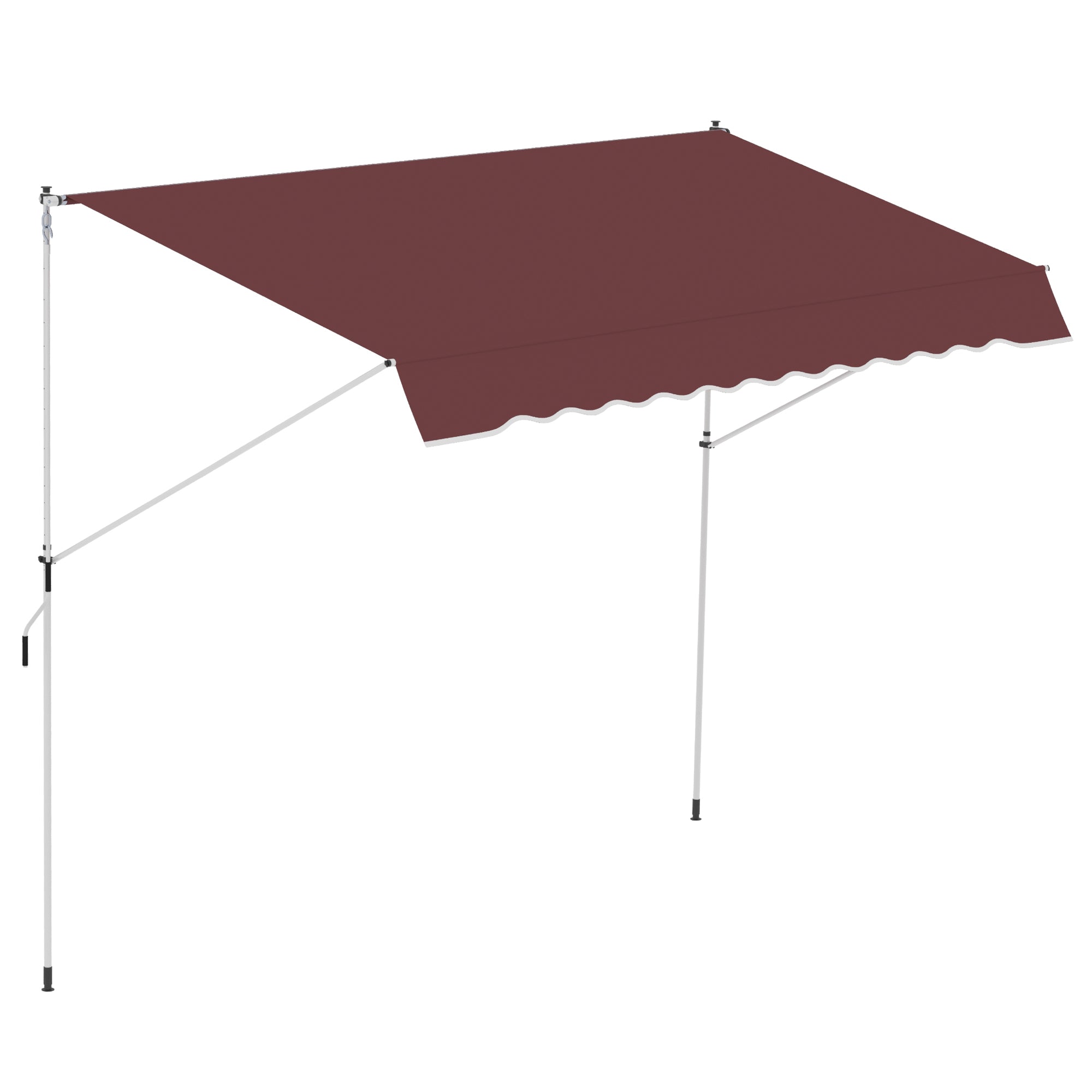 Outsunny 10x5ft Patio Sun Shade Canopy Manual Retractable Awning with 5.6-9.2ft Support Pole for Window, Door, Porch, Wine Red