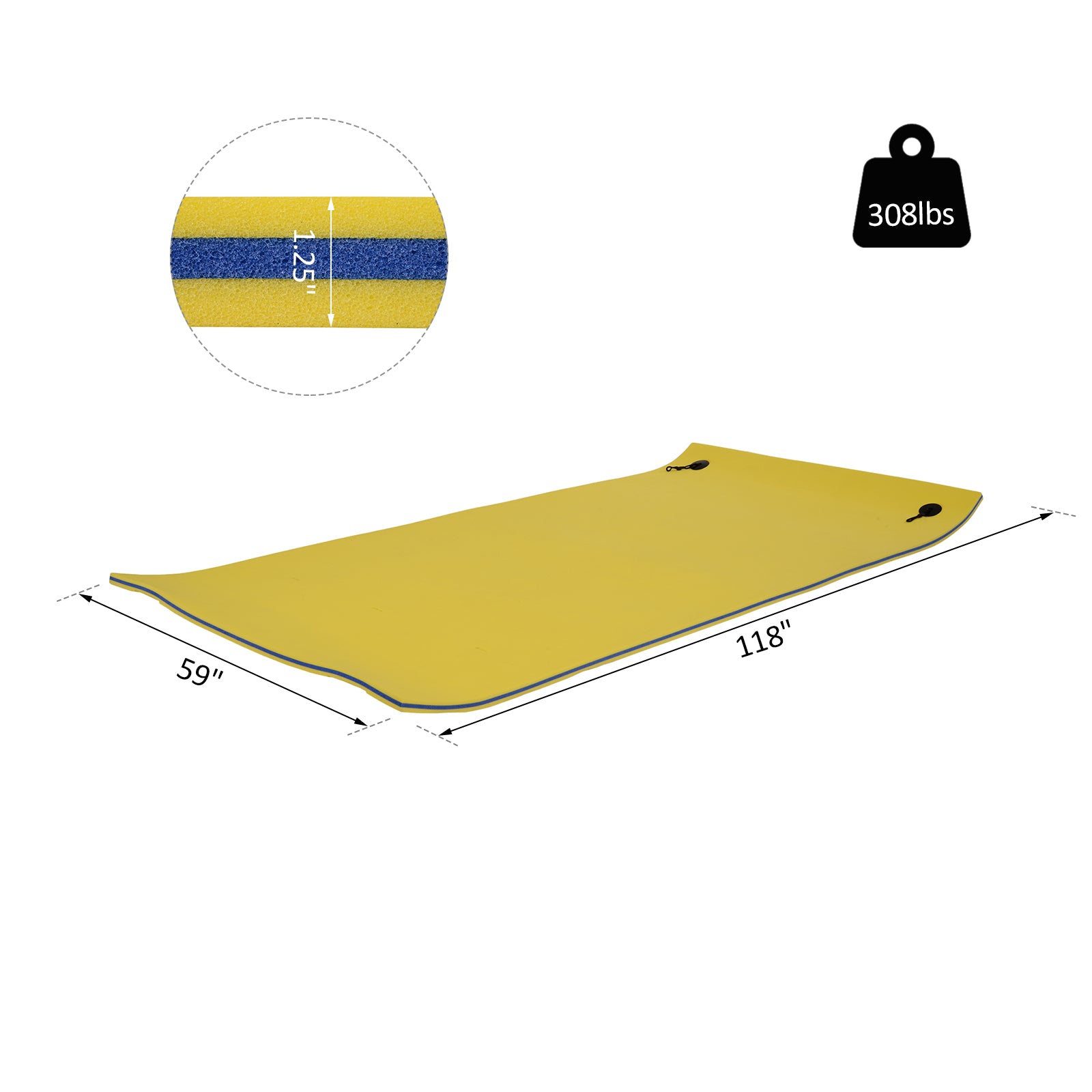HOMCOM 10' x 5' Roll-Up Pool Float Pad for Lakes, Oceans, & Pools, Water Mat for Playing, Relaxing & Recreation, Yellow