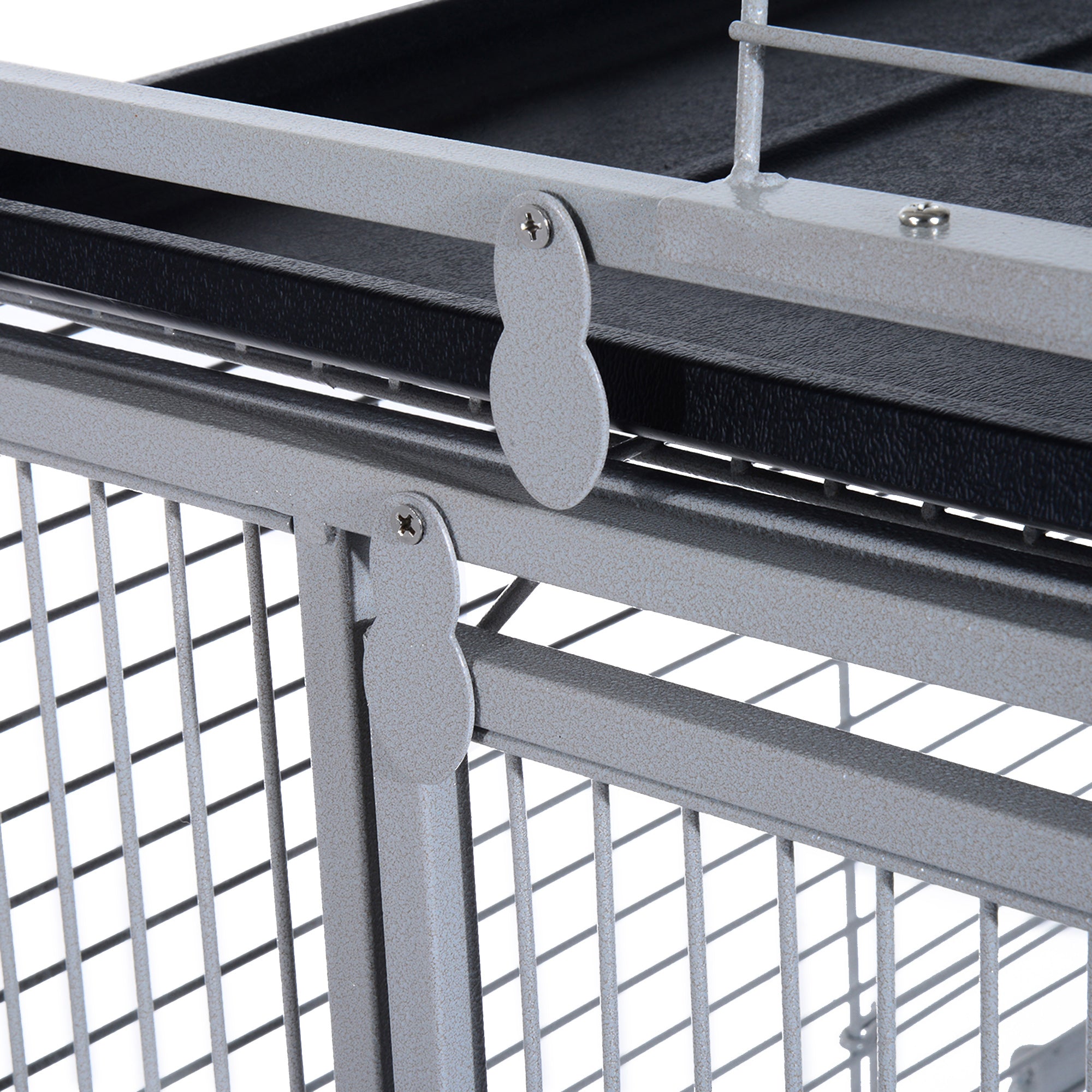 PawHut 63" Large Bird Parrot Cage Stand Finch Feeder Play Top House Perch Bowl Wheels, Silver