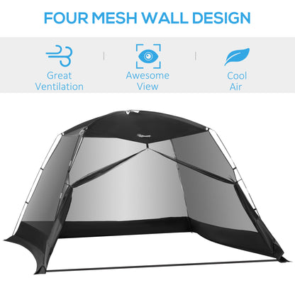 Outsunny 10 x 10 ft Canopy Screen Tent, Outdoor Screen House Camping Gazebo with Portable Carry Bag for 4-6 People, Black