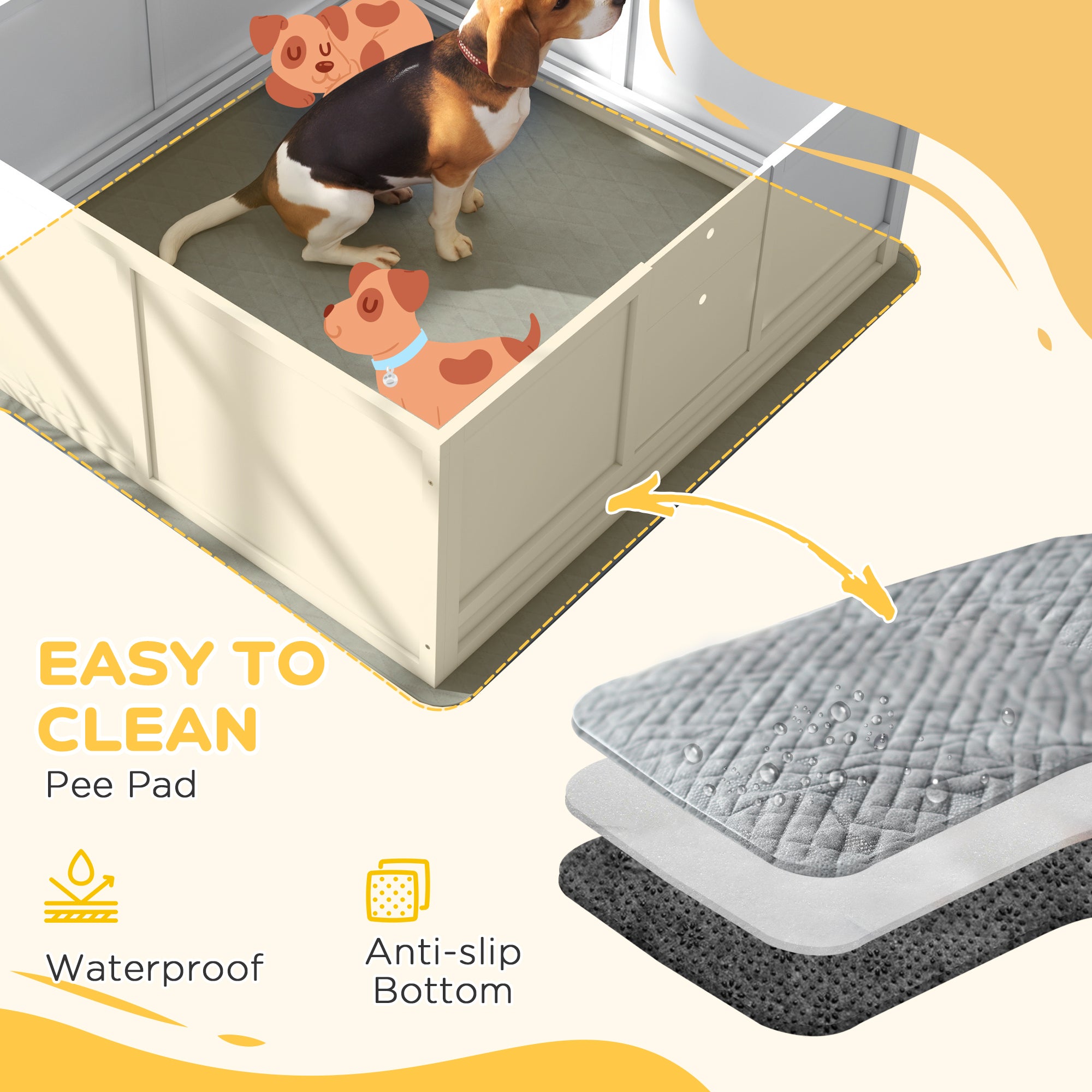 PawHut Whelping Box for Dogs with Retractable Light Stand, Waterproof Pad, Rail, Adjustable Height Door, 49" x 47"