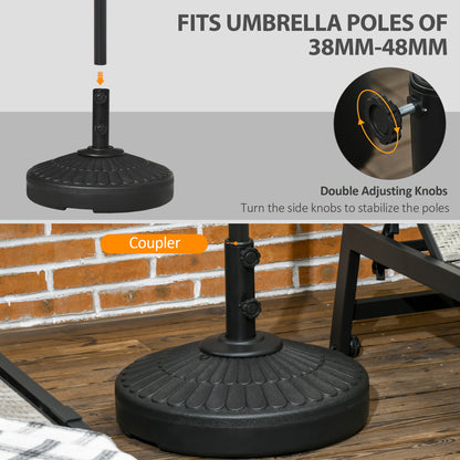 Outsunny Patio Umbrella Base with Handle, Heavy Duty Round Umbrella Stand, Garden Umbrella Holder for 1.5", 1.9" Poles, Black