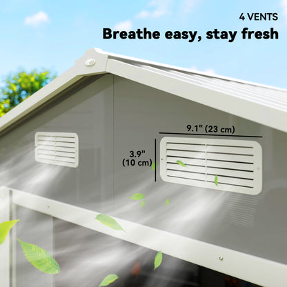 Outsunny 7.7' x 6.5' Outdoor Metal Garden Shed House Hut Gardening Tool Storage with Ventilation, Light Grey