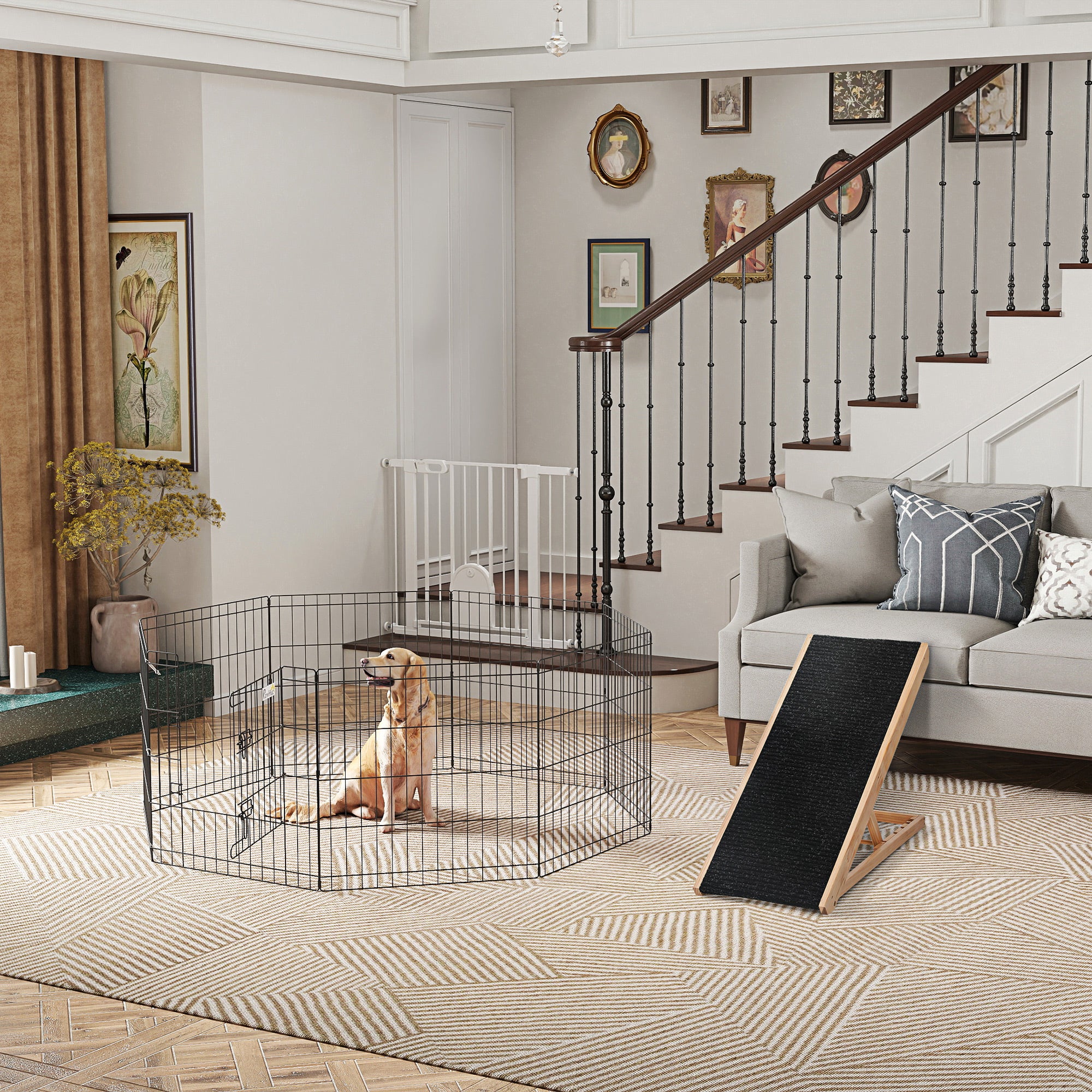 PawHut 24inch Foldable Metal Exercise Pet Playpen Yard Dog Puppy Kennel Cage 8 Panel