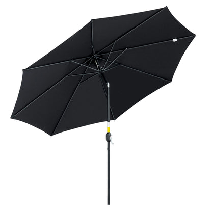 Outsunny 10' x 8' Round Market Umbrella, Patio Umbrella, Outdoor Parasol with Crank Handle, Tilt for Garden, Bench, Lawn, Black