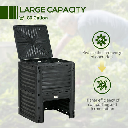Outsunny Outdoor Compost Bin Garden Container, Fast Creation of Fertile Soil Aerating Compost Box, 80 Gallon, Green