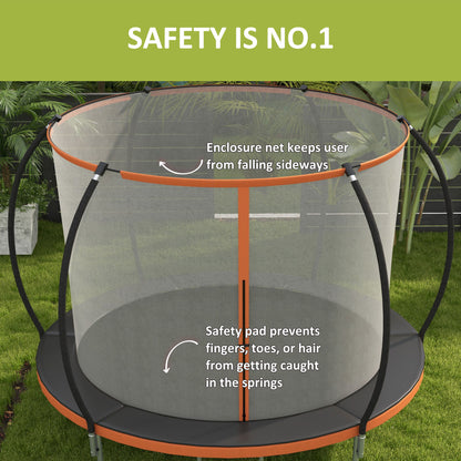 Soozier 8ft Outdoor Trampoline with Enclosure Net and Ladder, Backyard Fitness Trampoline for Teens and Adults
