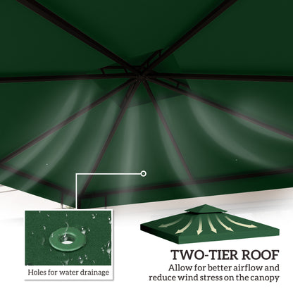 Outsunny 9.8'x9.8' Canopy Replacement 2-Tier Gazebo Canopy Top Cover, Green