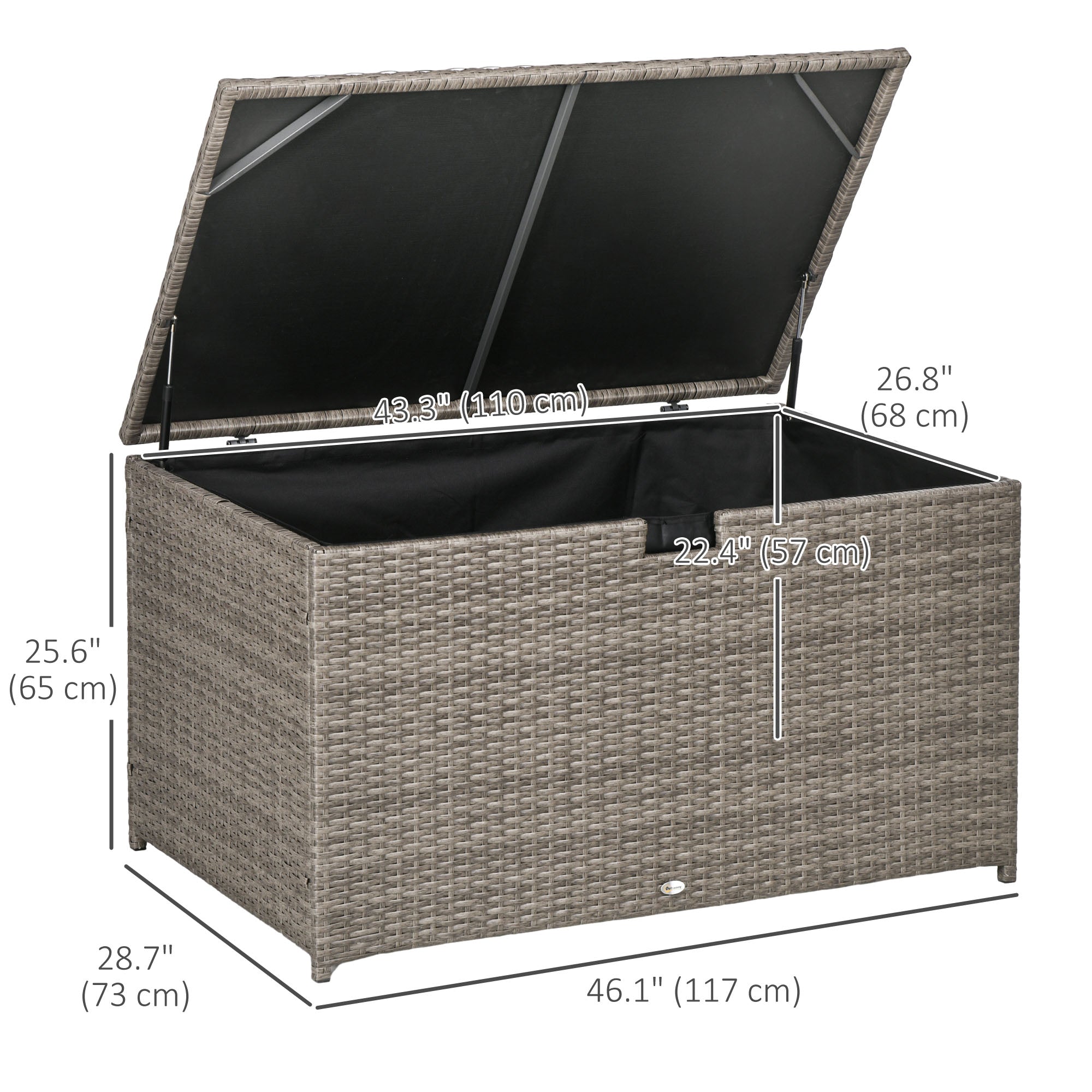 Outsunny 113 Gallon Outdoor Storage Box, Rattan Deck Box for Indoor, Patio Furniture Cushions, Mixed Grey