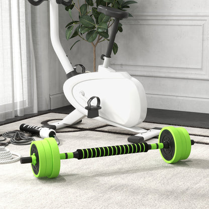 Soozier 44lbs 4-in-1 Adjustable Weight Dumbbell Set, Barbell, Kettlebell, Push Up Stand, Green