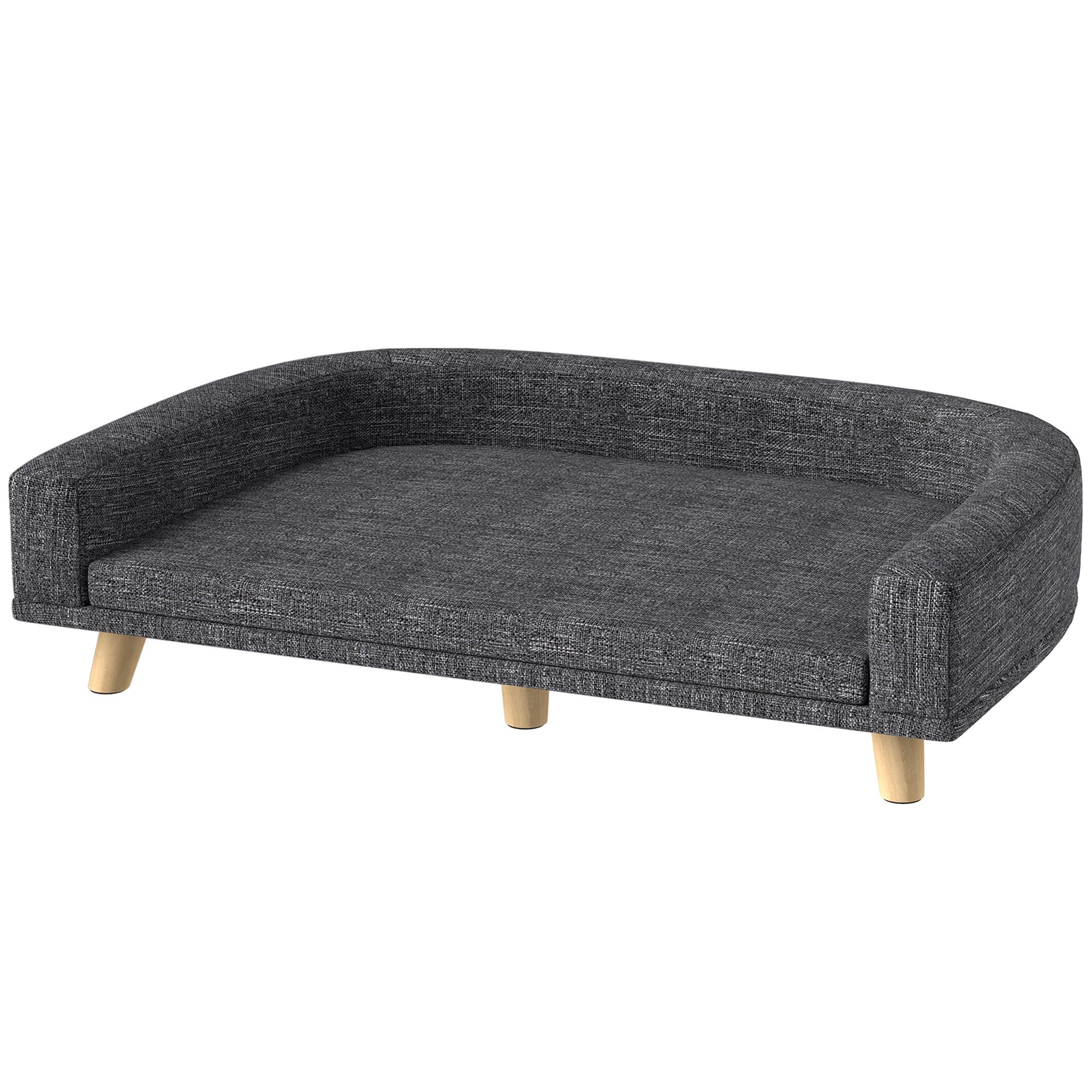 PawHut Dog Sofa for Large Dogs with Washable Cover, Anti-slip Foot Pads, Dark Grey