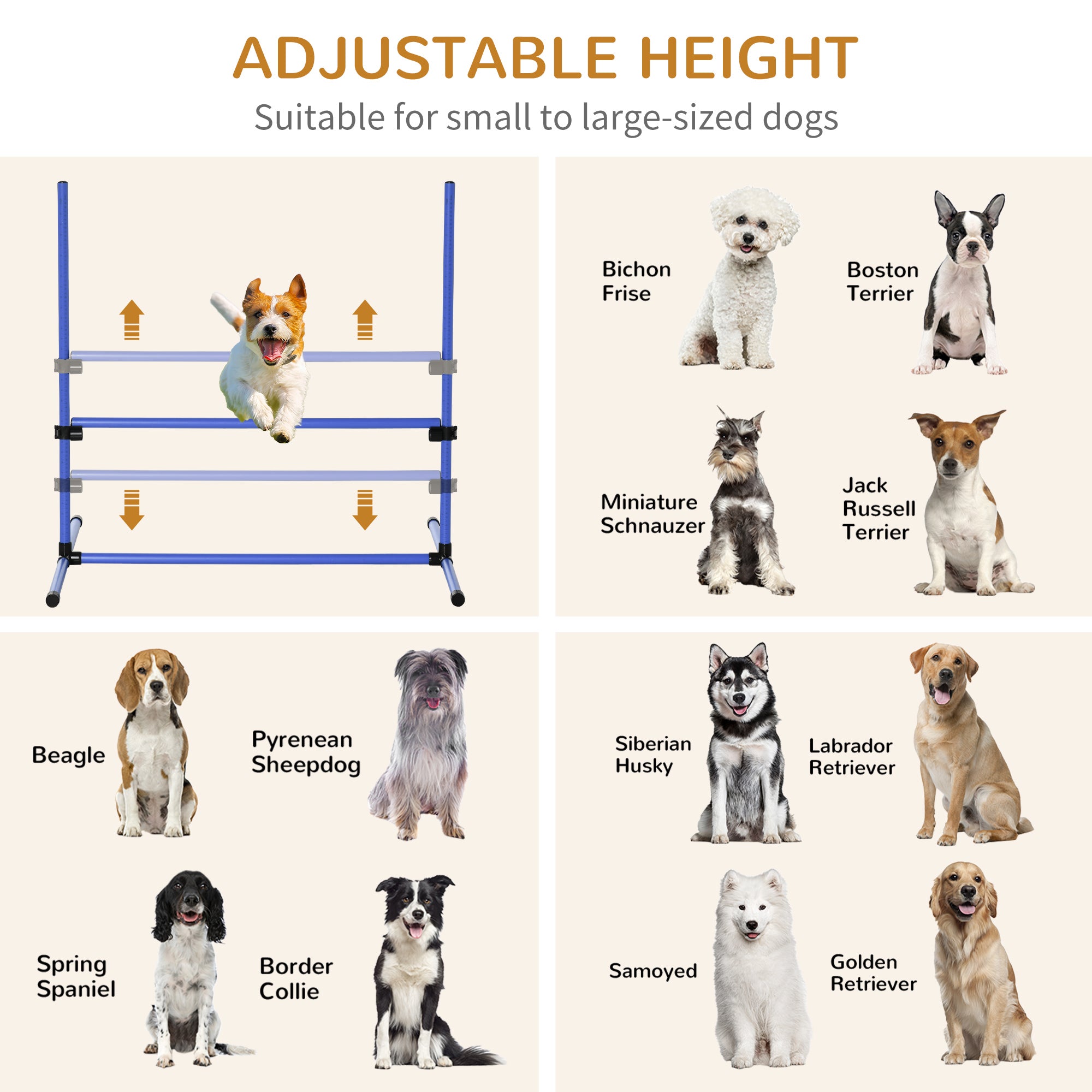PawHut Set of 6 Dog Agility Training Equipment Adjustable Jump Bar Pet Exercise Kit with Carrying Bag (Blue)