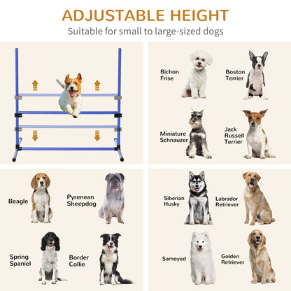 PawHut Set of 6 Dog Agility Training Equipment Adjustable Jump Bar Pet Exercise Kit with Carrying Bag (Blue)
