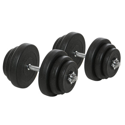 Soozier Adjustable 2 x 44lbs Weight Dumbbell Set for Weight Fitness Training Exercise Fitness Home Gym Equipment, Black (Pair)