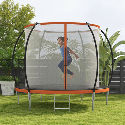 Soozier 8ft Outdoor Trampoline with Enclosure Net and Ladder, Backyard Fitness Trampoline for Teens and Adults