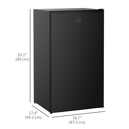 HOMCOM Compact Refrigerator, Mini Fridge with Freezer, Adjustable Shelf, Mechanical Thermostat and Reversible Door, Black