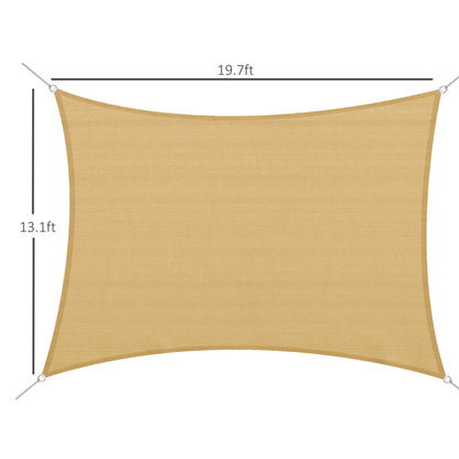 Outsunny Rectangle 13' x 20' Canopy Sun Sail Shade Garden Cover UV Protector Outdoor Patio Lawn Shelter with Carrying Bag (Sand)