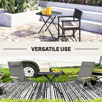 Outsunny 27.5" Square Outdoor Patio Table, Outdoor Folding Table with Grid Rattan-Like Top for Camping, Picnic, Black