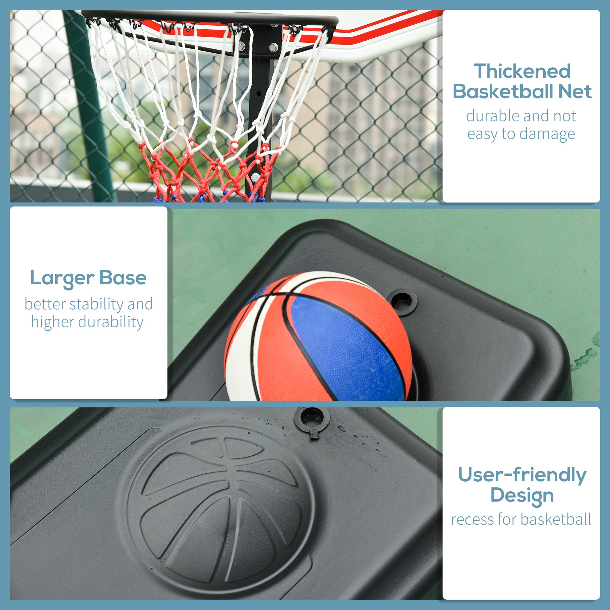 Soozier Portable Basketball Hoop and Stand, 5-7ft Height-Adjustable, with Wheels, 29" Backboard, Ball Holder, Durable Basketball Goal for Indoor and Outdoor Use