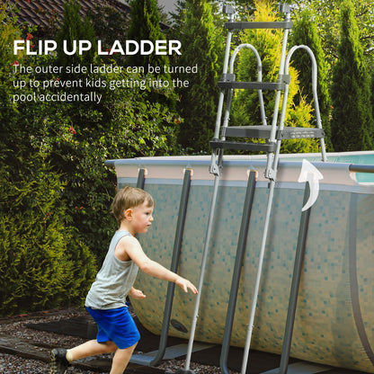 Outsunny 70" Above Ground Pool Ladder for 48" Pool Wall Height, Grey
