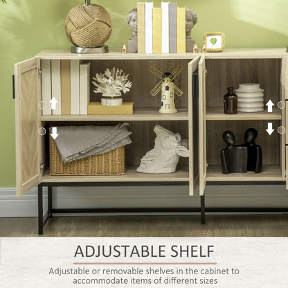 HOMCOM Buffet Cabinet, Coffee Bar Cabinet with Drawers and Adjustable Shelves, Oak