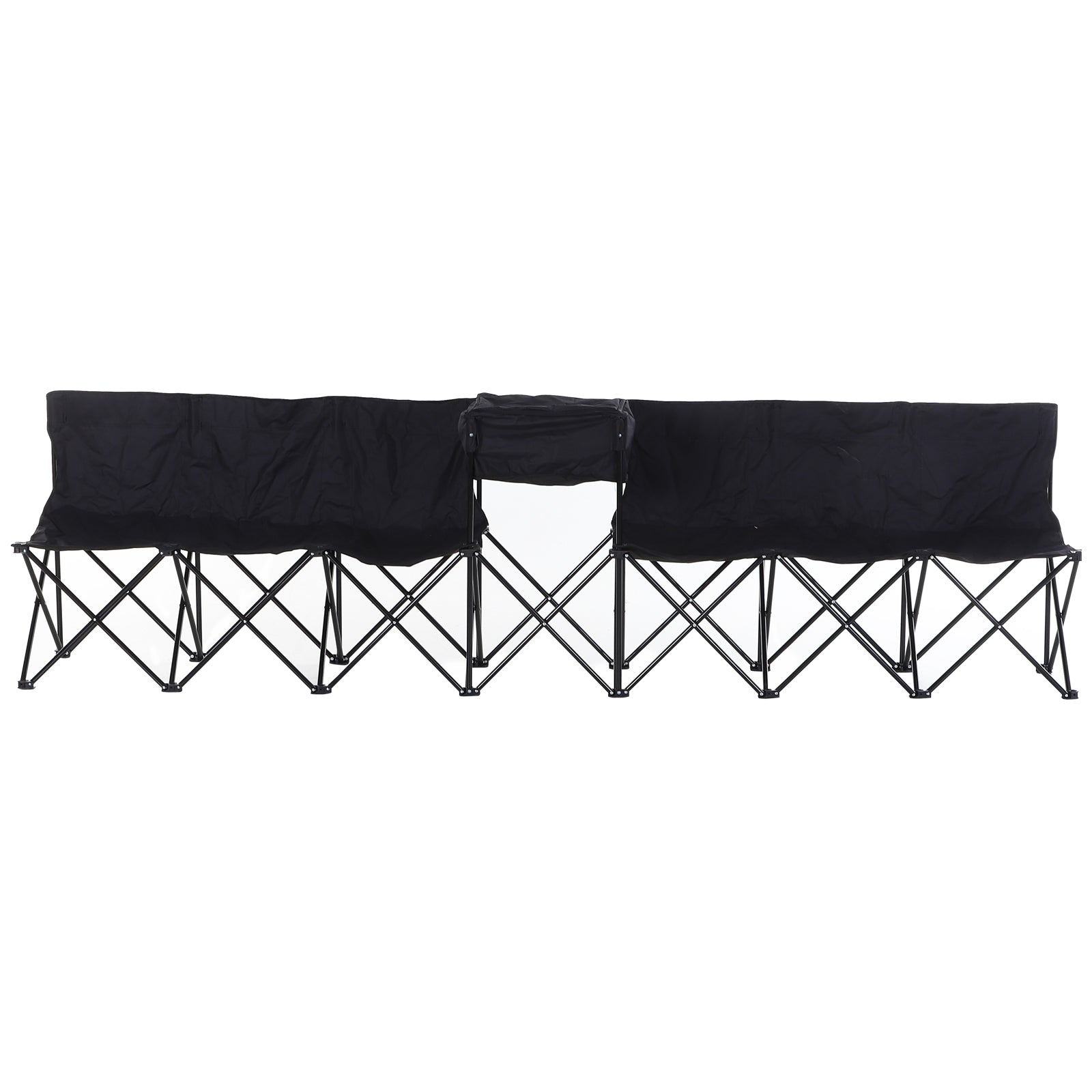 Outsunny 6-Person Folding Camping Bench Chair Sport Seat Folding Cooler Bag w/ Carrying Case