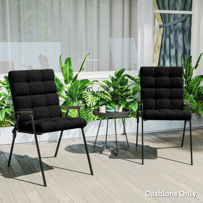 Outsunny 2-Piece Back Seat Cushion Replacement, Outdoor Patio Chair Cushions Set with Ties, Button Tufted, Black