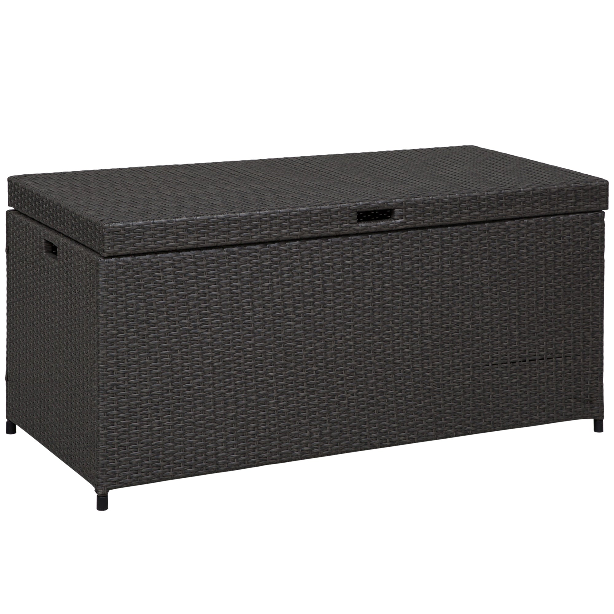 Outsunny Outdoor Storage Box with 118 Gallon Storage, Plastic Top Lid, Handles for Cushions, Pool Essentials, Garden Tools, Grey