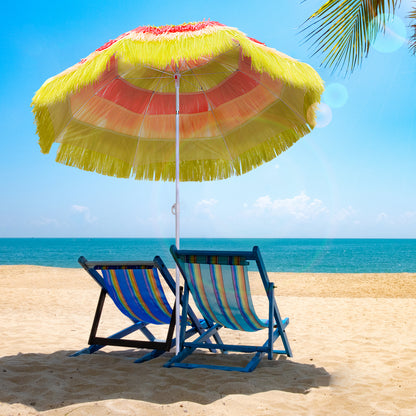 Outsunny 6FT Beach Umbrella Tilt Sunshade Height Adjustable Outdoor Market Patio Yard Crank Deck Sun Shade, Multi-color