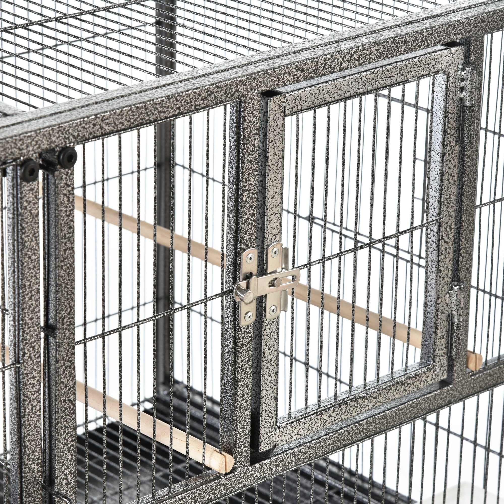 PawHut Large Double Rolling Metal Bird Cage Bird House w/ Removable Tray Storage Shelf