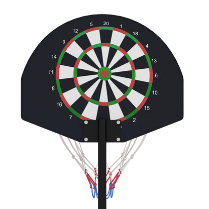 Soozier 3-5ft Basketball Hoop and Stand with Magenic Dartboard and Darts, 15" Backboard, Weighted Base for Teens Youth