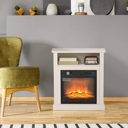 HOMCOM 27" Freestanding Electric Fireplace with Mantel, 1400W Replaceable Fireplace Insert Heater with Timer, White