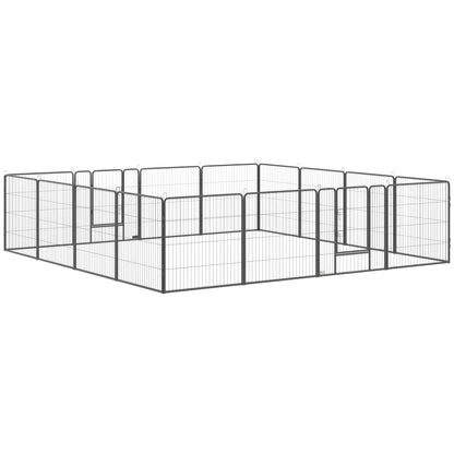 PawHut Heavy Duty Pet Playpen, 16 Panels Steel Dog Fence Puppy Exercise Pen with 2 Doors Locking Latch, 31.5" Height
