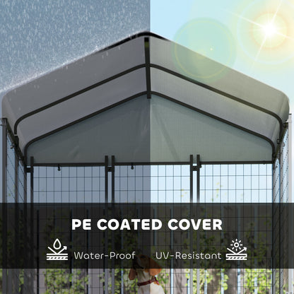PawHut Outdoor Dog Kennel with Waterproof UV-Resistant Cover, for Medium and Small Dogs, 6' x 4' x 6', Silver