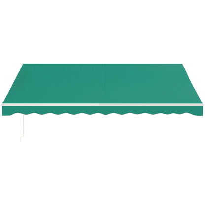 Outsunny 13' x 10' Electric Awning, Retractable Awning Sun Shade Shelter with Remote Controller, Manual Crank Handle and Aluminum Frame, for Deck, Balcony, Yard, Green