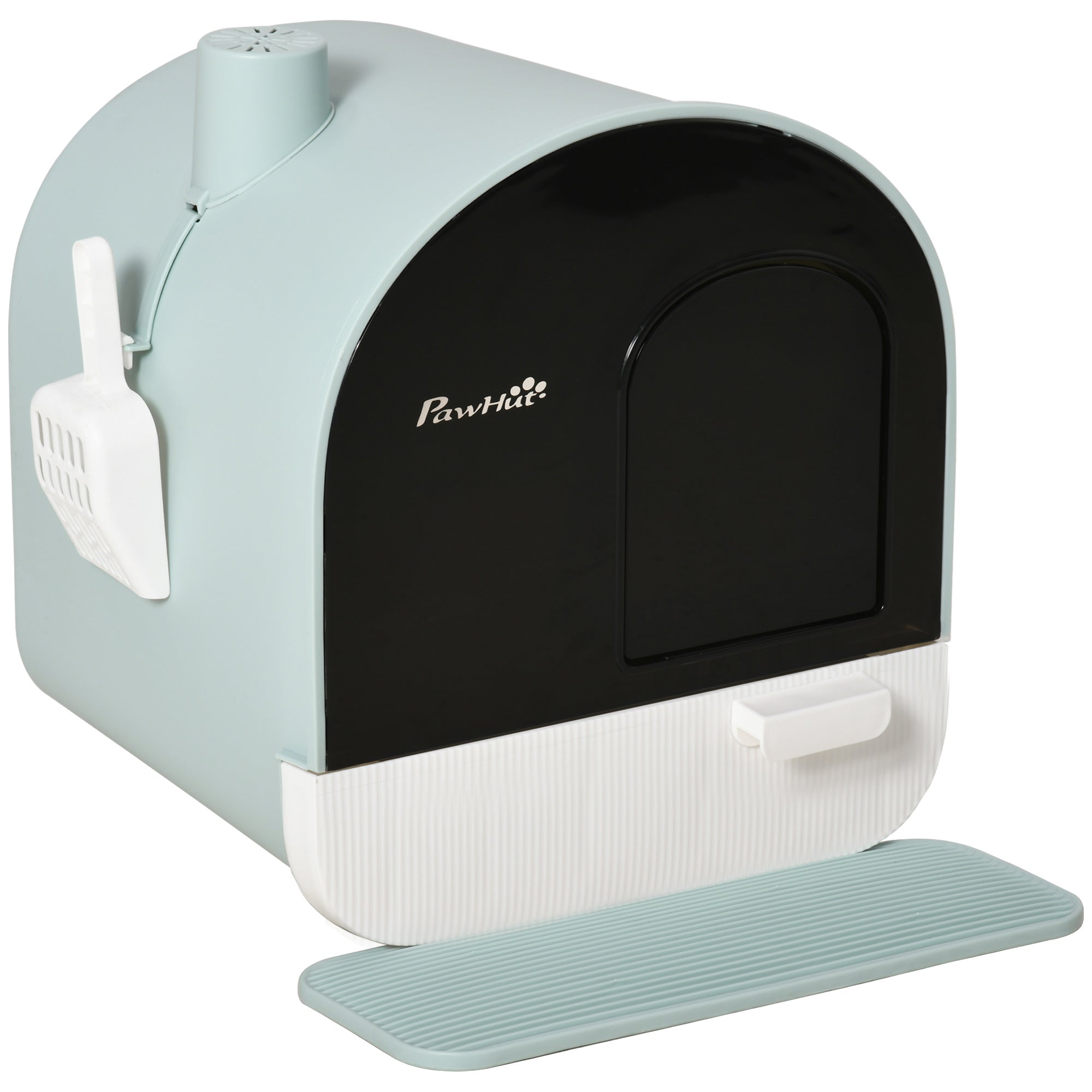 PawHut Cat Litter Box with Lid, Removable Tray, Scoop, Filter, Green