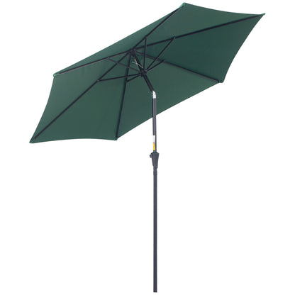 Outsunny 8.5FT Patio Umbrella, Round Garden Parasol with 6 Ribs, Market Sunshade Tilt Canopy w/ Crank Handle for Outdoor, Green