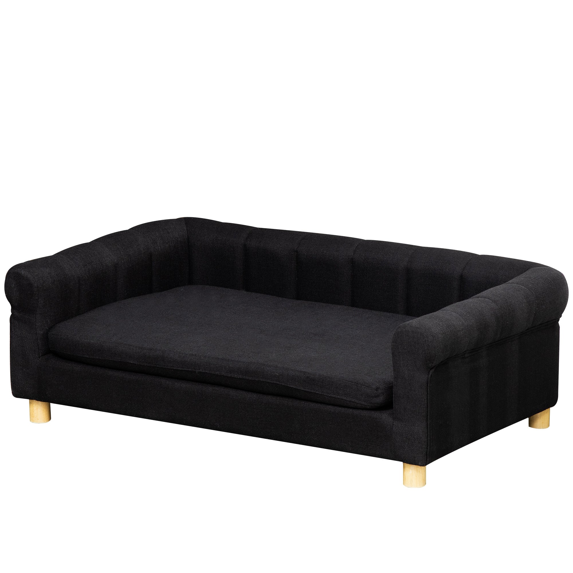 PawHut Modern Pet Sofa Cat or Medium Large Dog Couch W/ Removable Seat Cushion, Black