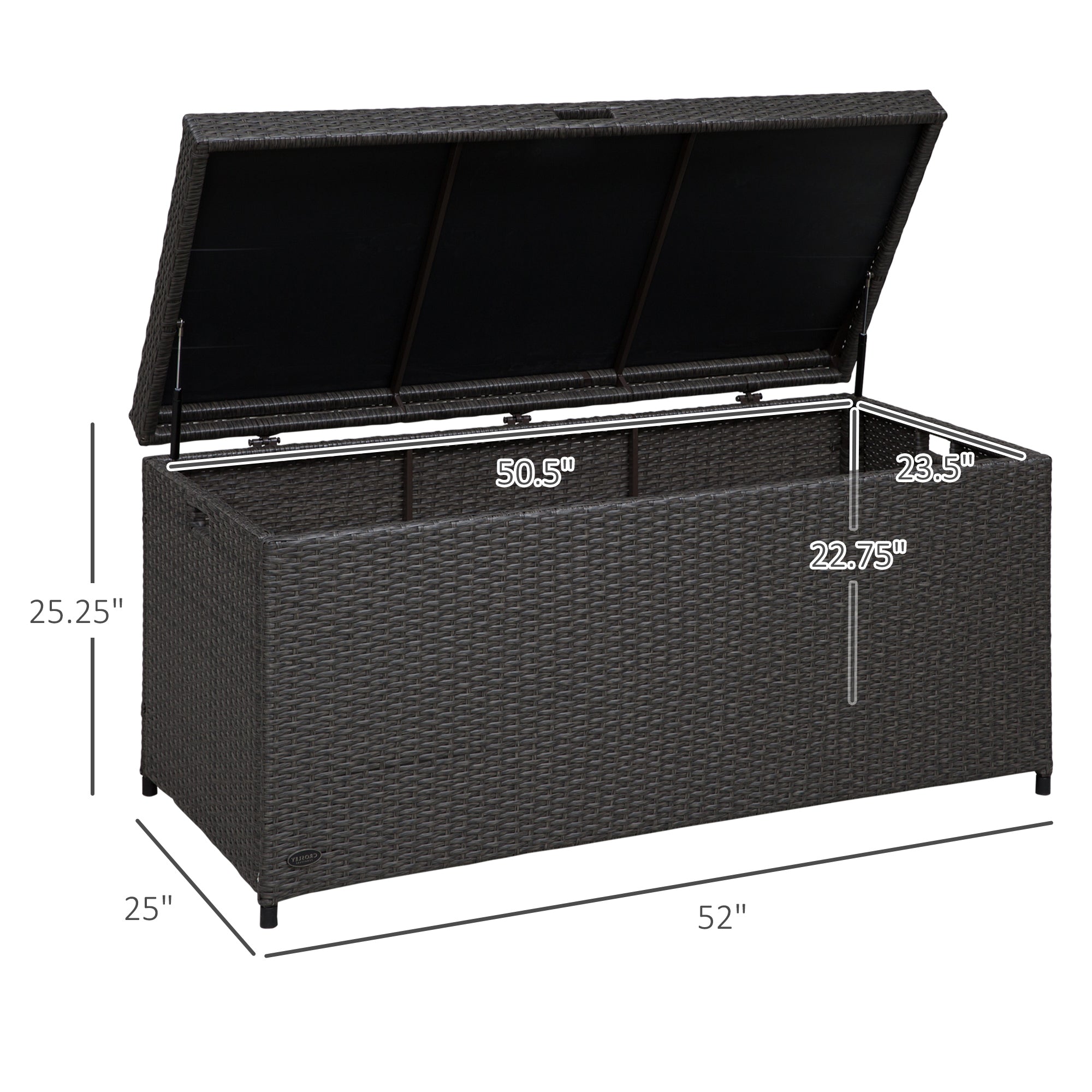 Outsunny Outdoor Storage Box with 118 Gallon Storage, Plastic Top Lid, Handles for Cushions, Pool Essentials, Garden Tools, Grey