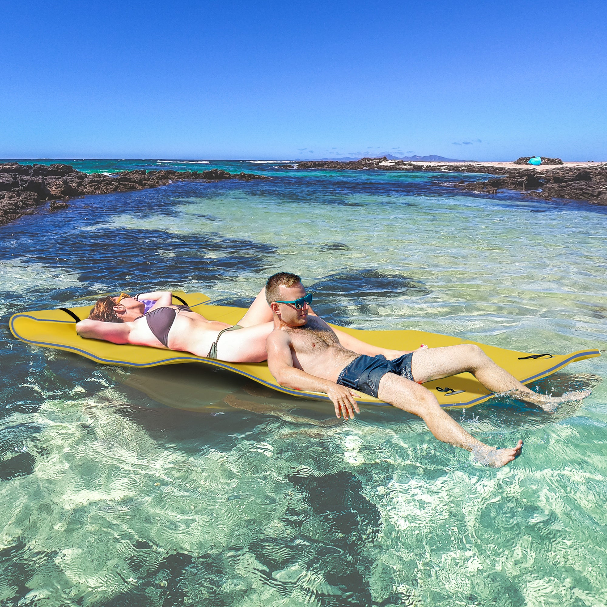 HOMCOM 10' x 5' Roll-Up Pool Float Pad for Lakes, Oceans, & Pools, Water Mat for Playing, Relaxing & Recreation, Yellow