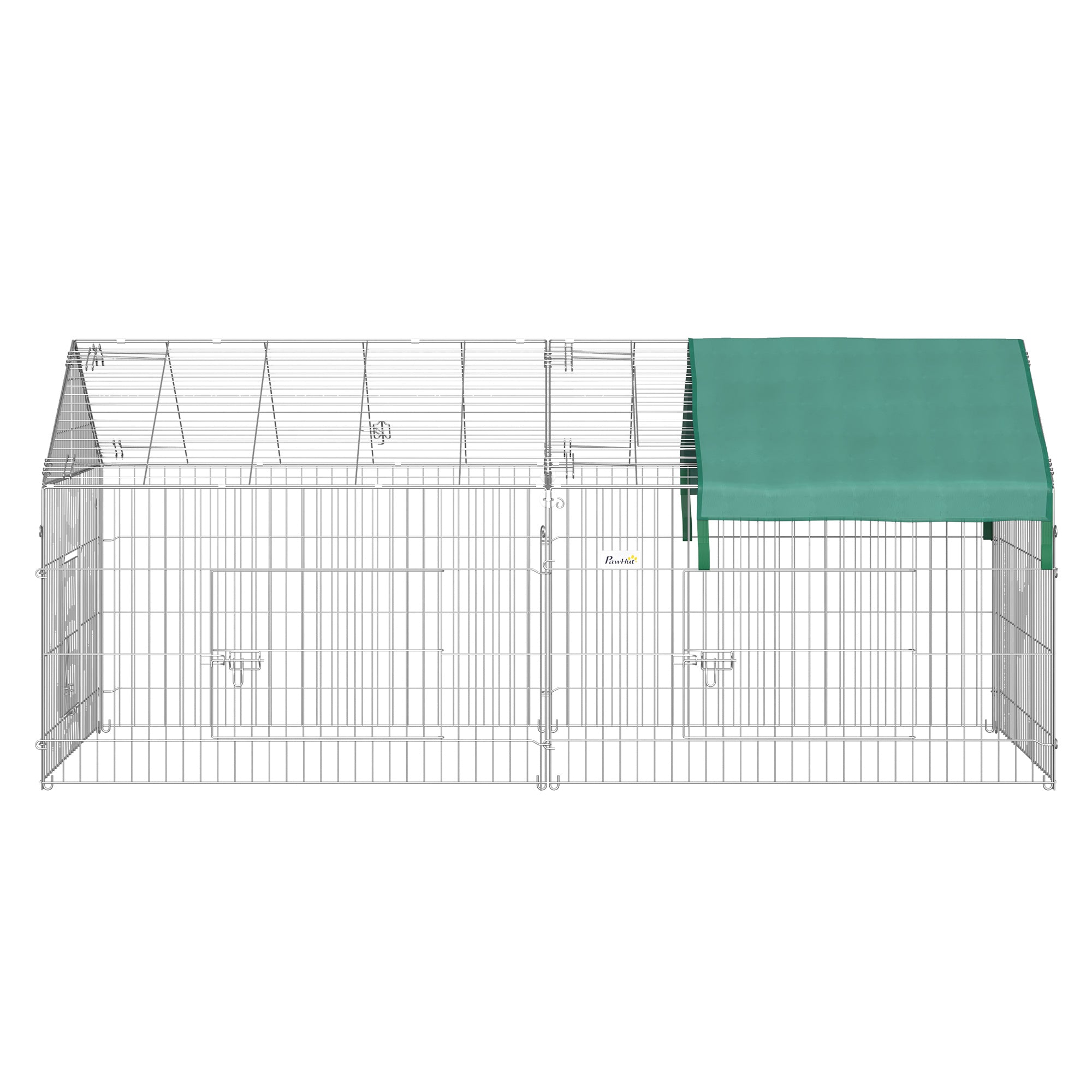 PawHut Indoor Ferret Cage Metal Chicken Run, Outdoor Dog Kennel Catio with Water-Resistant Cover, Portable Small Animal Playpen for Rabbit Guinea Pig, 86.5" x 40.5" x 40.5", Green