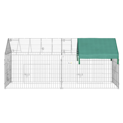 PawHut Indoor Ferret Cage Metal Chicken Run, Outdoor Dog Kennel Catio with Water-Resistant Cover, Portable Small Animal Playpen for Rabbit Guinea Pig, 86.5" x 40.5" x 40.5", Green
