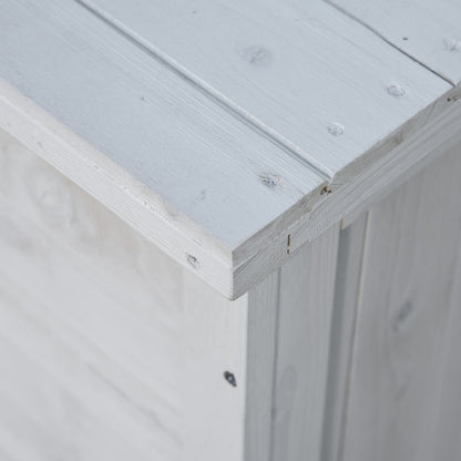 Outsunny 75 Gallon Wooden Storage Box patio Deck Box Bench, Garden Backyard Outdoor Storage Container with Aerating Gap & Weather-Fighting Finish, White